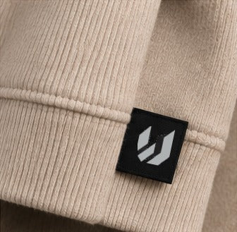 Macro of a woven black label with the U mark